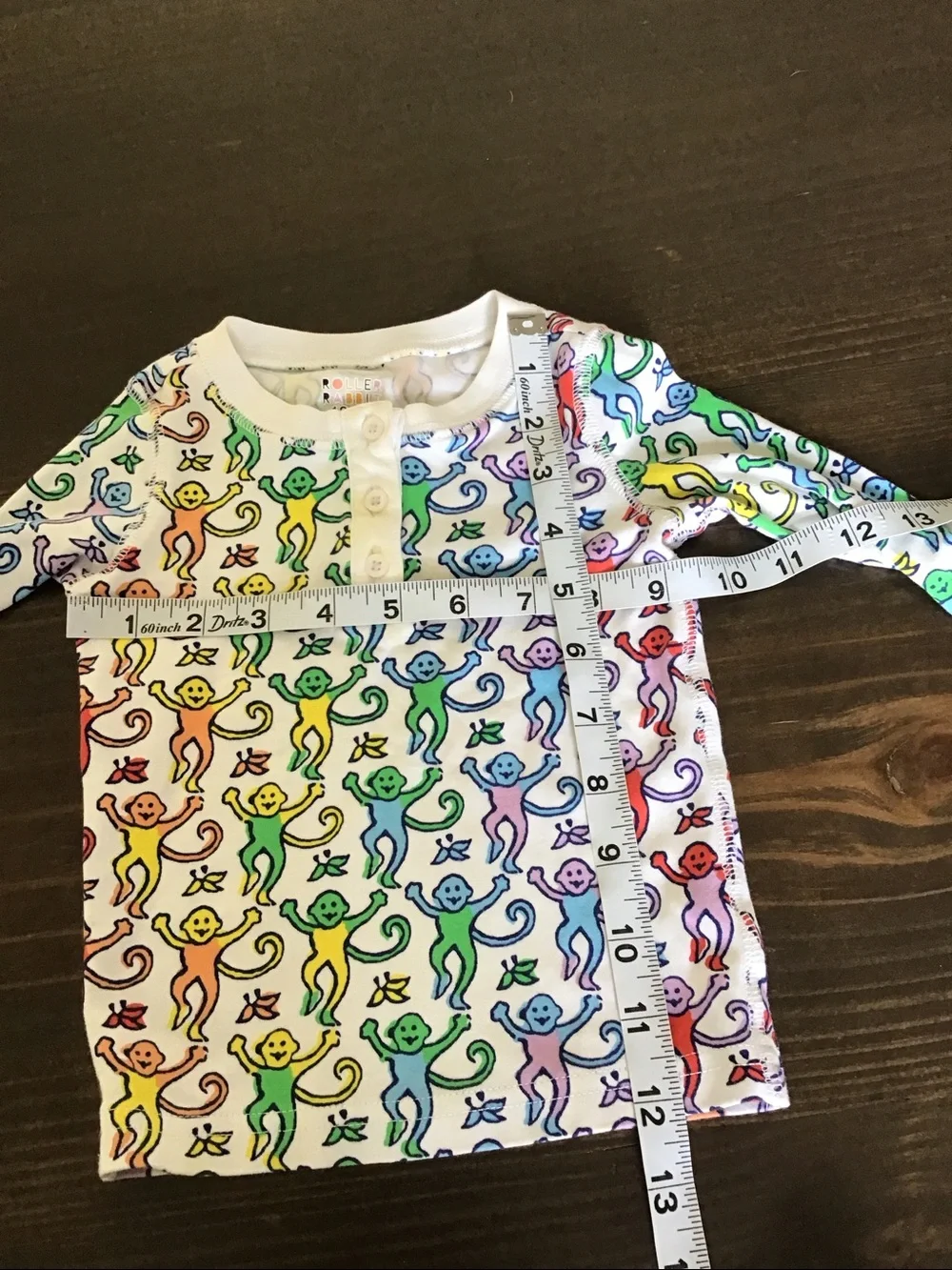 Roller Rabbit Multicolor Monkey Henley pajama top 12-18 mo